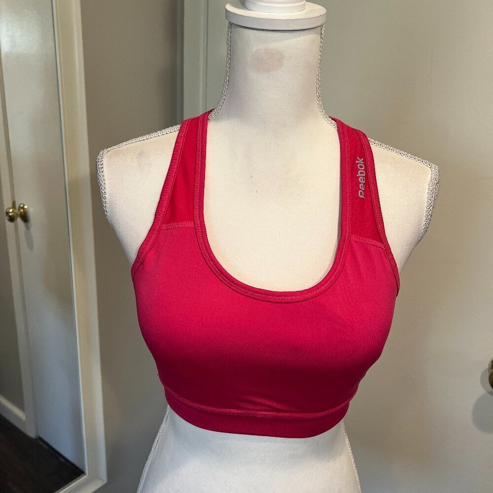 Reebok Bright Pink Racerback Sports Bra, Size Medium